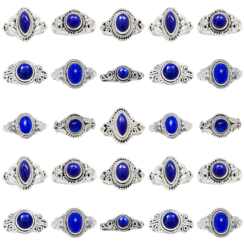 25 Pieces Mix Lot - Small Filigree - Lapis Ring - GSFR4