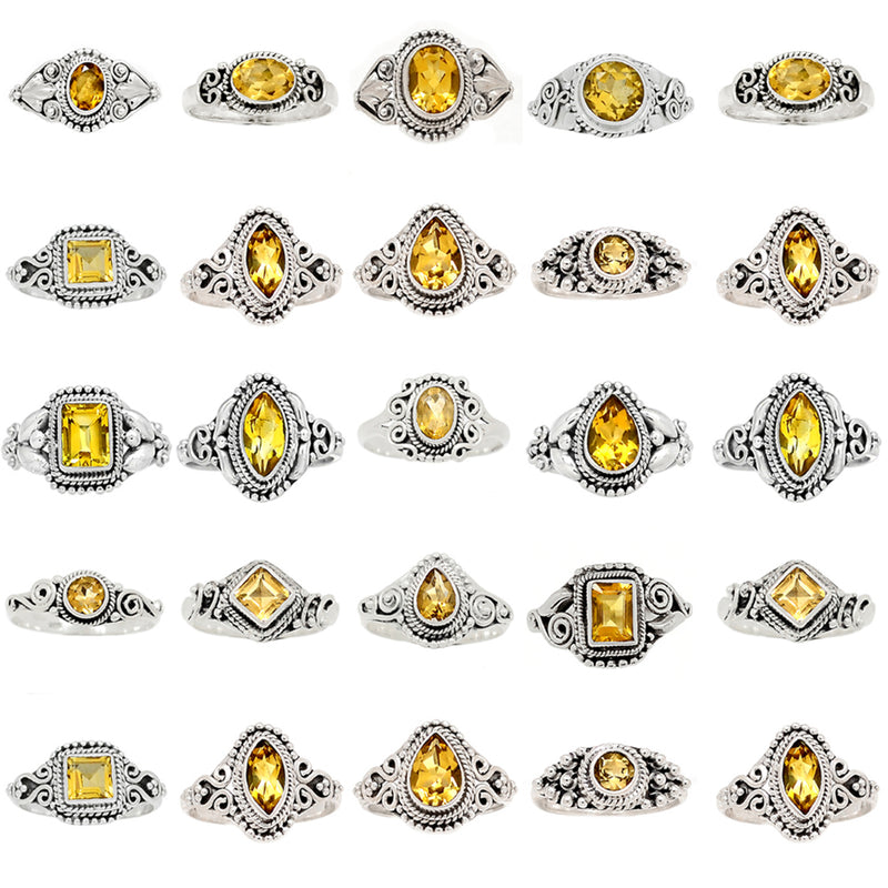 25 Pieces Mix Lot - Small Filigree - Citrine Ring - GSFR7