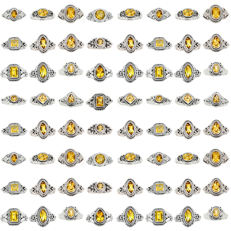 50 Pieces Mix Lot - Small Filigree - Citrine Ring - GSFR8