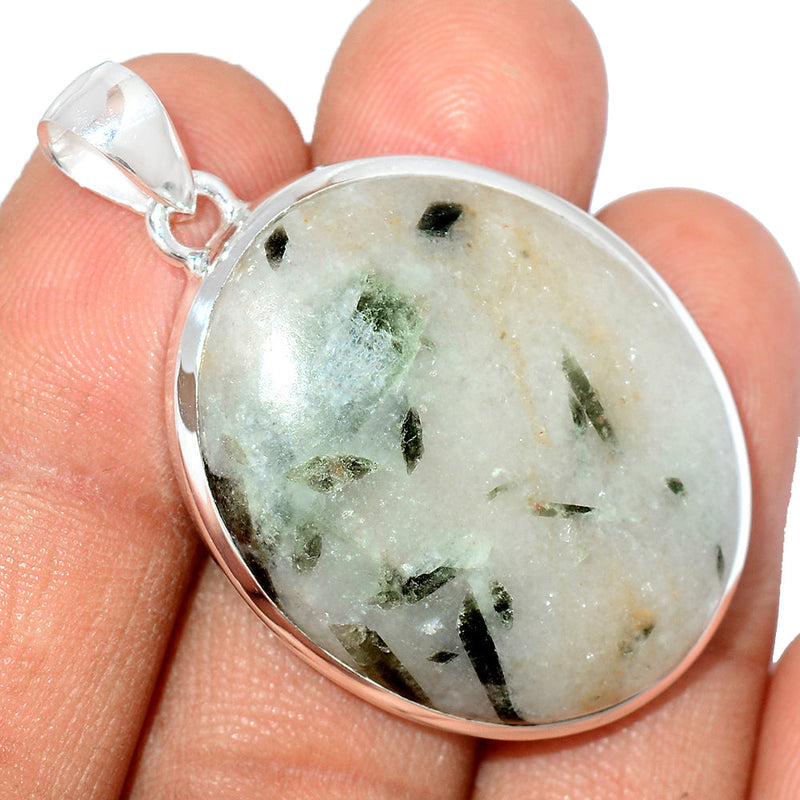 1.7" Green Tourmaline In Quartz Cabochon Pendants - GTCP226