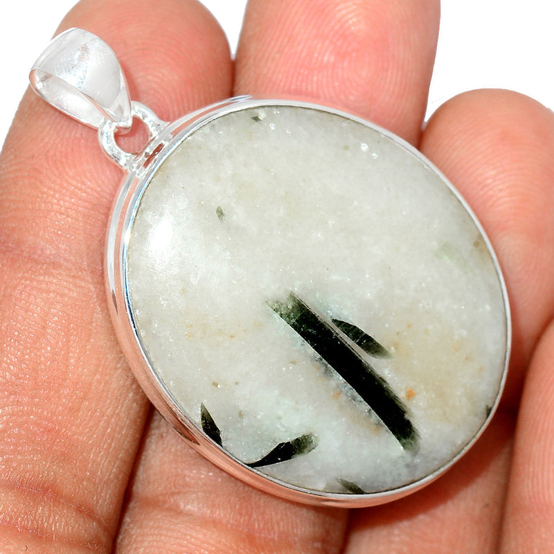 1.7" Green Tourmaline In Quartz Cabochon Pendants - GTCP233