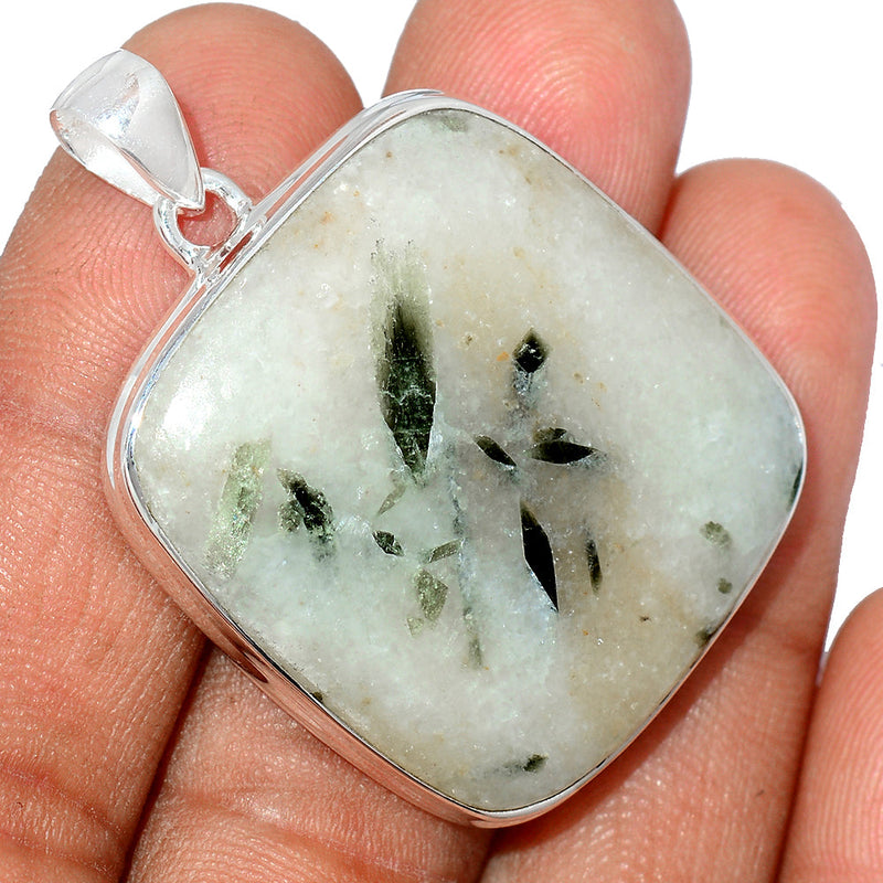 1.7" Green Tourmaline In Quartz Cabochon Pendants - GTCP240