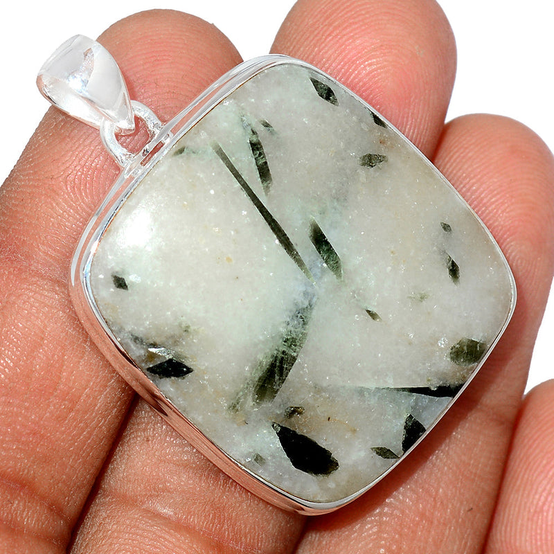1.7" Green Tourmaline In Quartz Cabochon Pendants - GTCP242
