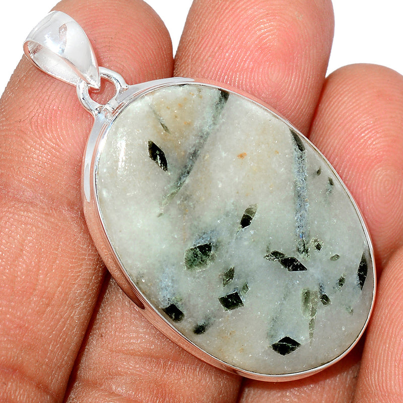 1.8" Green Tourmaline In Quartz Cabochon Pendants - GTCP243