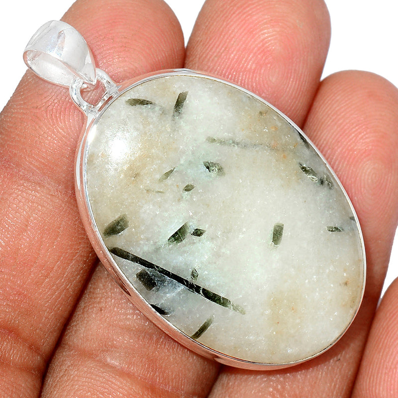 1.8" Green Tourmaline In Quartz Cabochon Pendants - GTCP248
