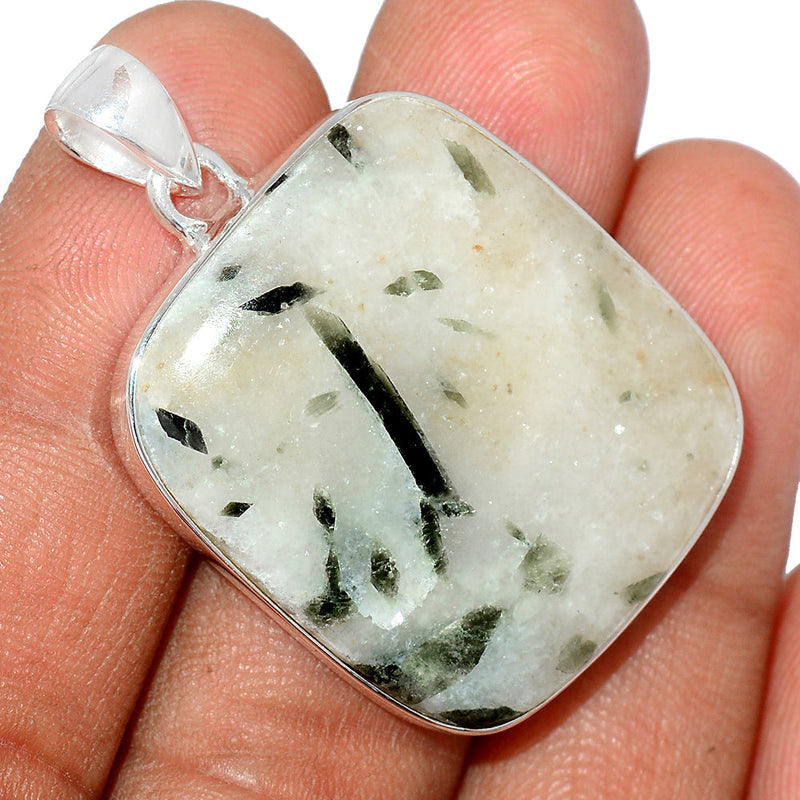 1.6" Green Tourmaline In Quartz Cabochon Pendants - GTCP249