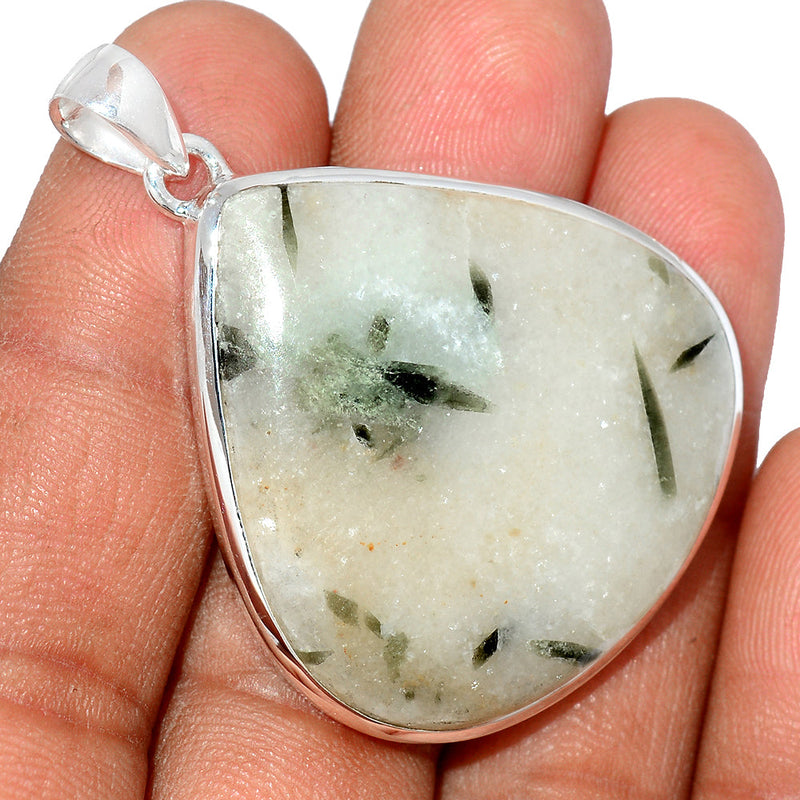 1.8" Green Tourmaline In Quartz Cabochon Pendants - GTCP250
