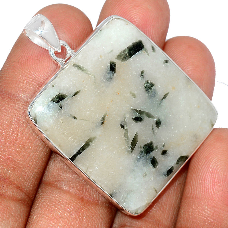 1.7" Green Tourmaline In Quartz Cabochon Pendants - GTCP252