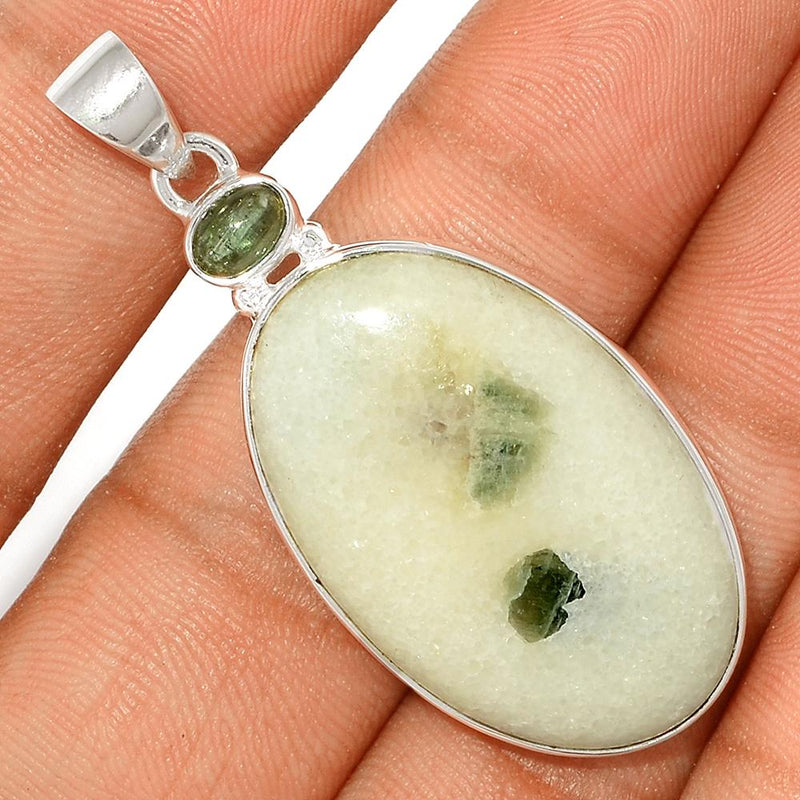 2" Green Tourmaline In Quartz Cabochon Pendants - GTCP38