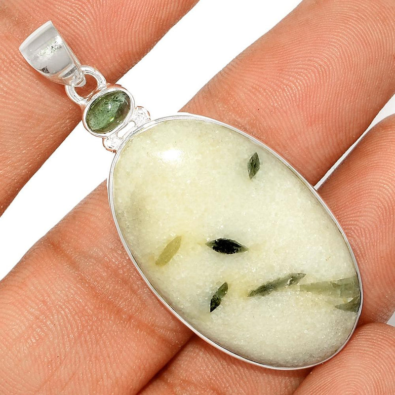 2.1" Green Tourmaline In Quartz Cabochon Pendants - GTCP41