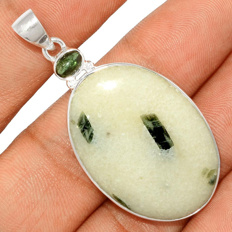 2.1" Green Tourmaline In Quartz Cabochon Pendants - GTCP45