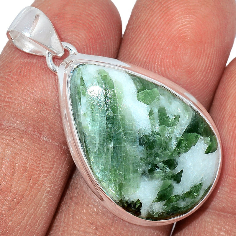 1.5" Green Tourmaline In Quartz Cabochon Pendants - GTCP76
