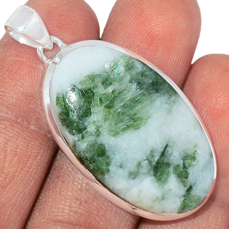 1.7" Green Tourmaline In Quartz Cabochon Pendants - GTCP85