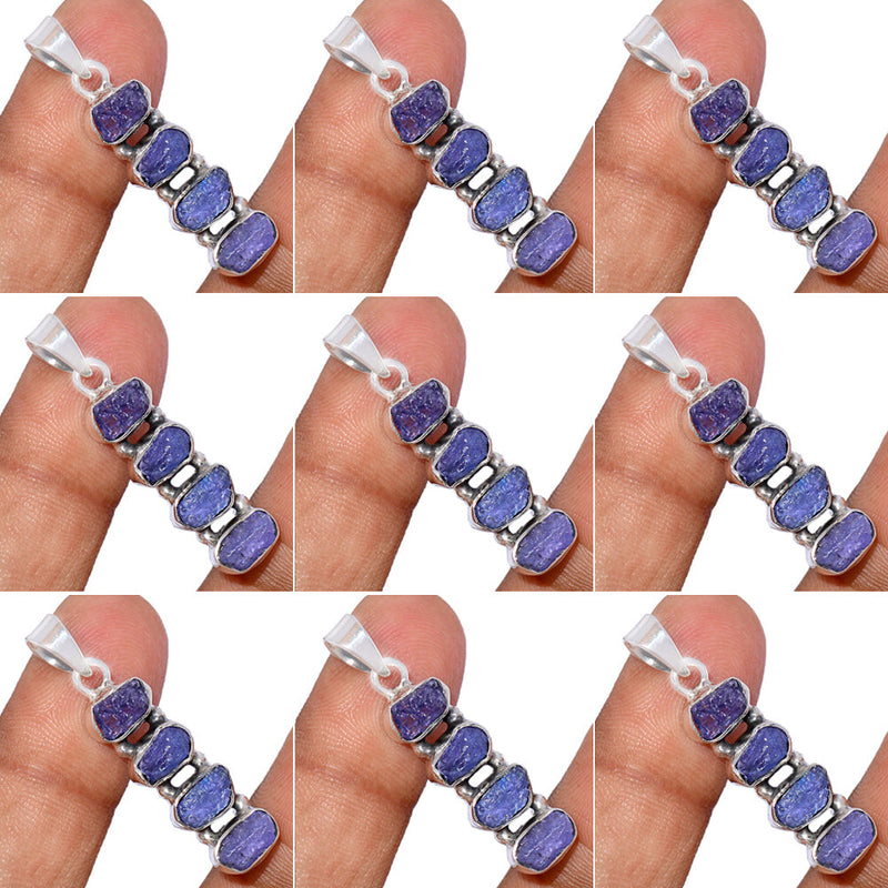 10 Pieces Mix Lot - Tanzanite Rough Pendants - GTZRP9