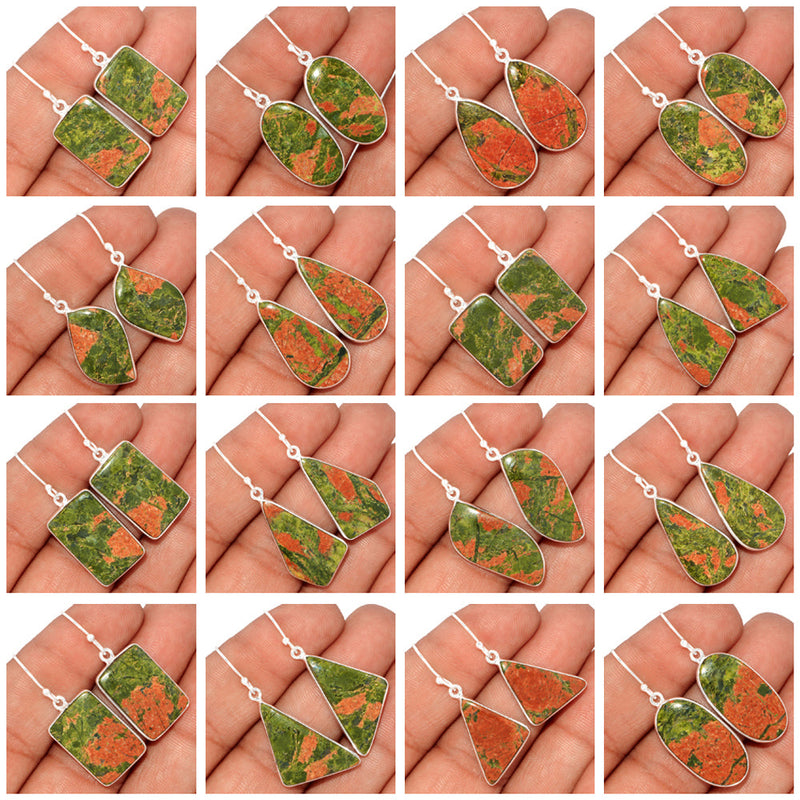 10 Pieces Mix Lot - Bezzel Setting - Unakite Earrings - GUNKE1