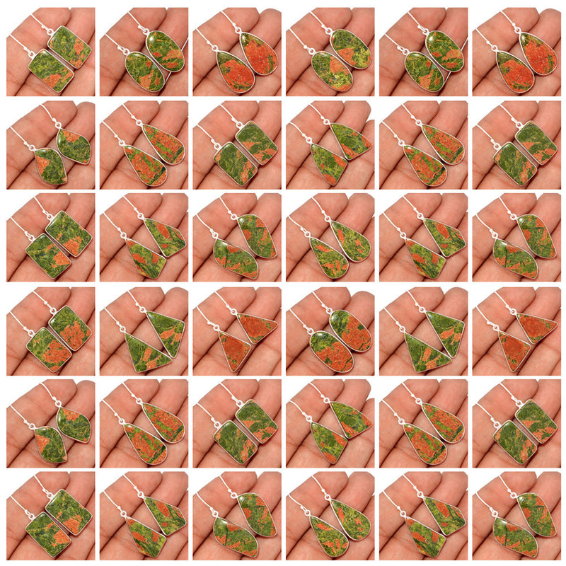 25 Pieces Mix Lot - Bezzel Setting - Unakite Earrings - GUNKE2