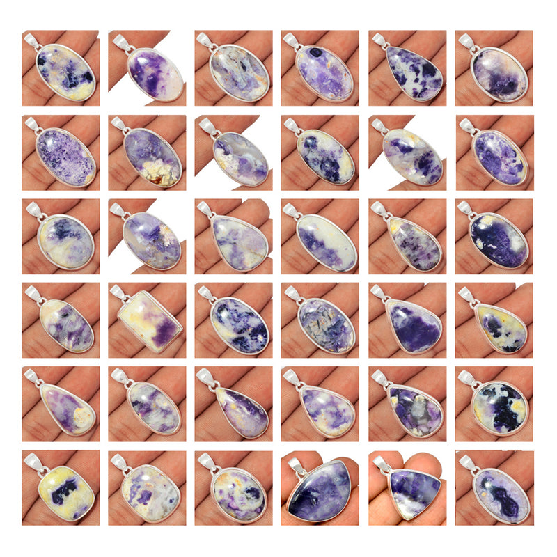 250 Grams Mix Lot - Violet Flame Opal Pendants - GVFOP1