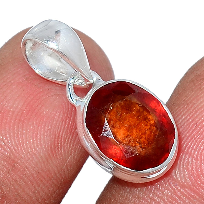 0.8" Hessonite Garnet Faceted Pendants - HFGP185