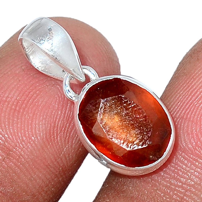 0.8" Hessonite Garnet Faceted Pendants - HFGP197