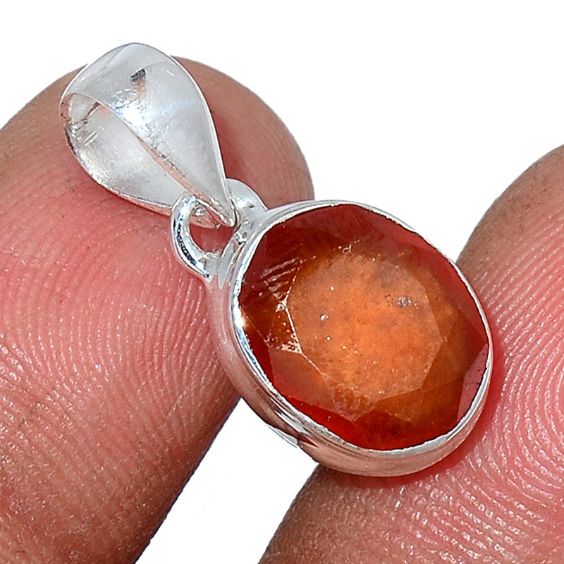 0.8" Hessonite Garnet Faceted Pendants - HFGP206