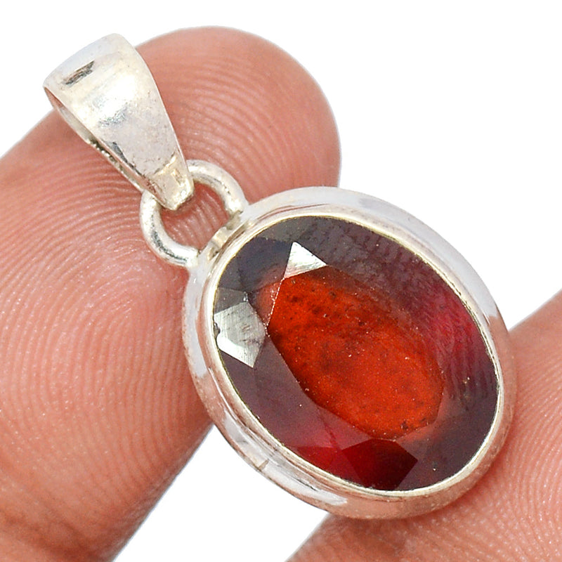 1.1" Hessonite Garnet Faceted Pendants - HFGP276