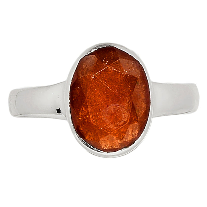 Hessonite Garnet Faceted Ring - HFGR186