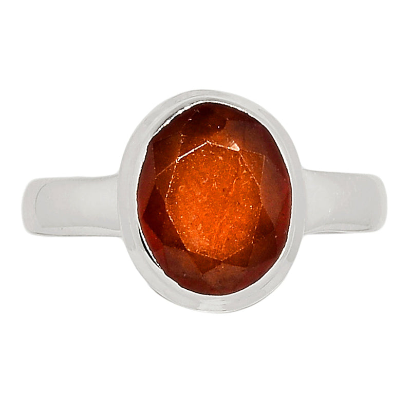 Hessonite Garnet Faceted Ring - HFGR188