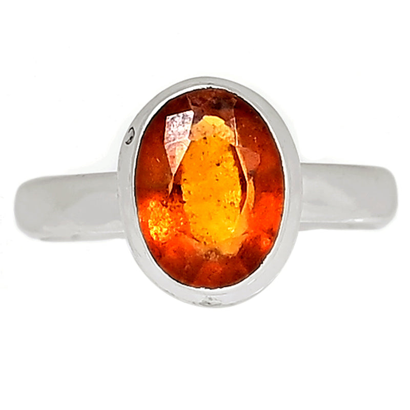 Hessonite Garnet Faceted Ring - HFGR255