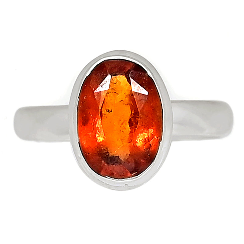 Hessonite Garnet Faceted Ring - HFGR258