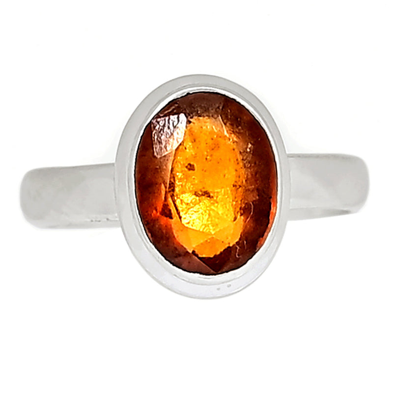 Hessonite Garnet Faceted Ring - HFGR278