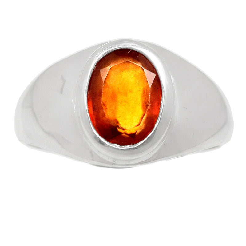 Solid - Hessonite Garnet Faceted Ring - HFGR342