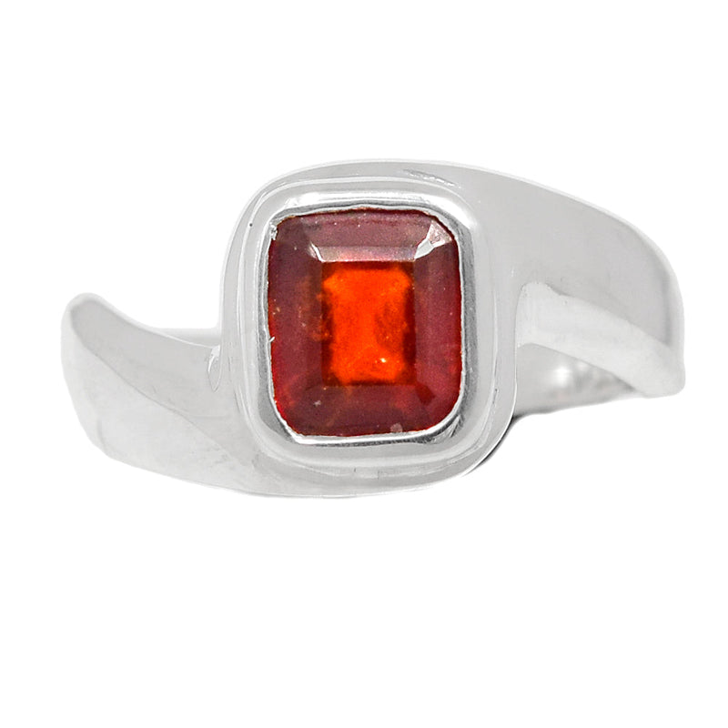 Solid - Hessonite Garnet Faceted Ring - HFGR343