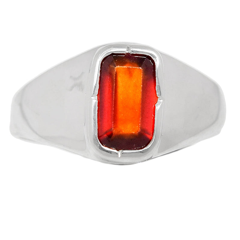 Solid - Hessonite Garnet Faceted Ring - HFGR344