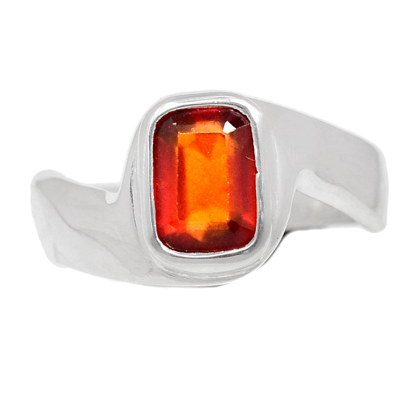 Solid - Hessonite Garnet Faceted Ring - HFGR349