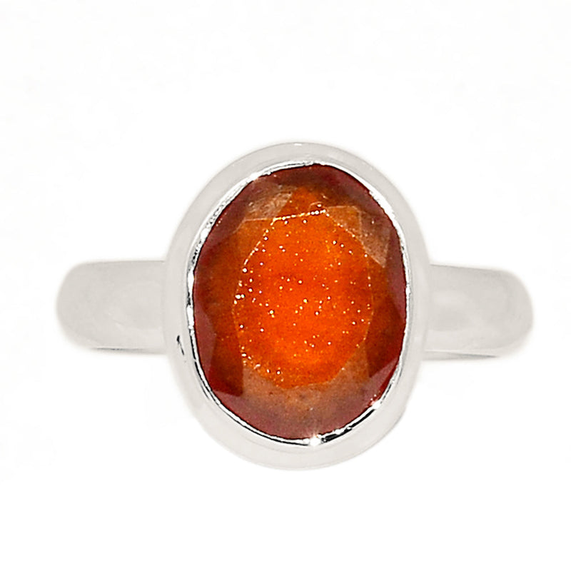 Hessonite Garnet Faceted Ring - HFGR354