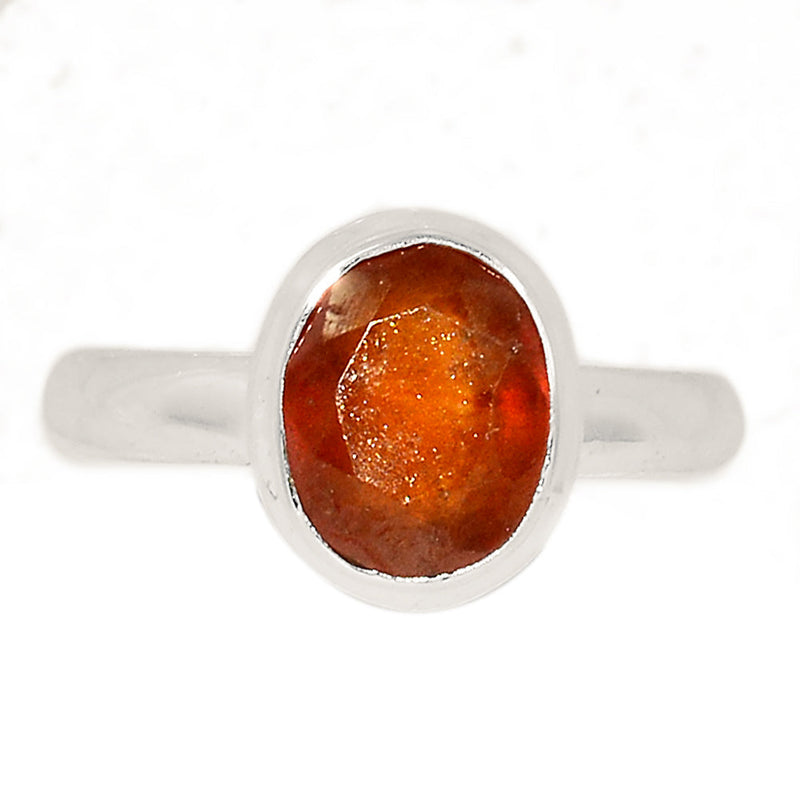 Hessonite Garnet Faceted Ring - HFGR356