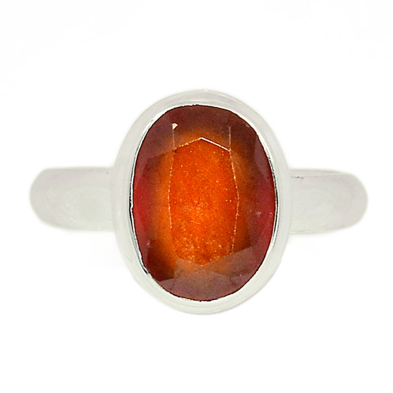 Hessonite Garnet Faceted Ring - HFGR357