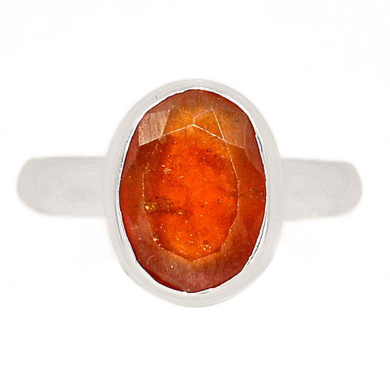 Hessonite Garnet Faceted Ring - HFGR362