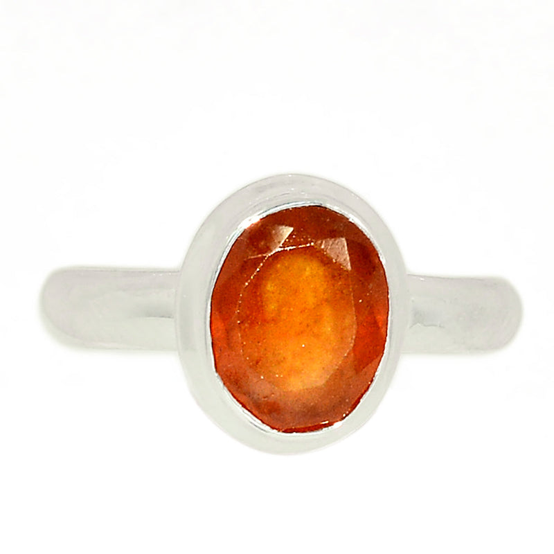 Hessonite Garnet Faceted Ring - HFGR376