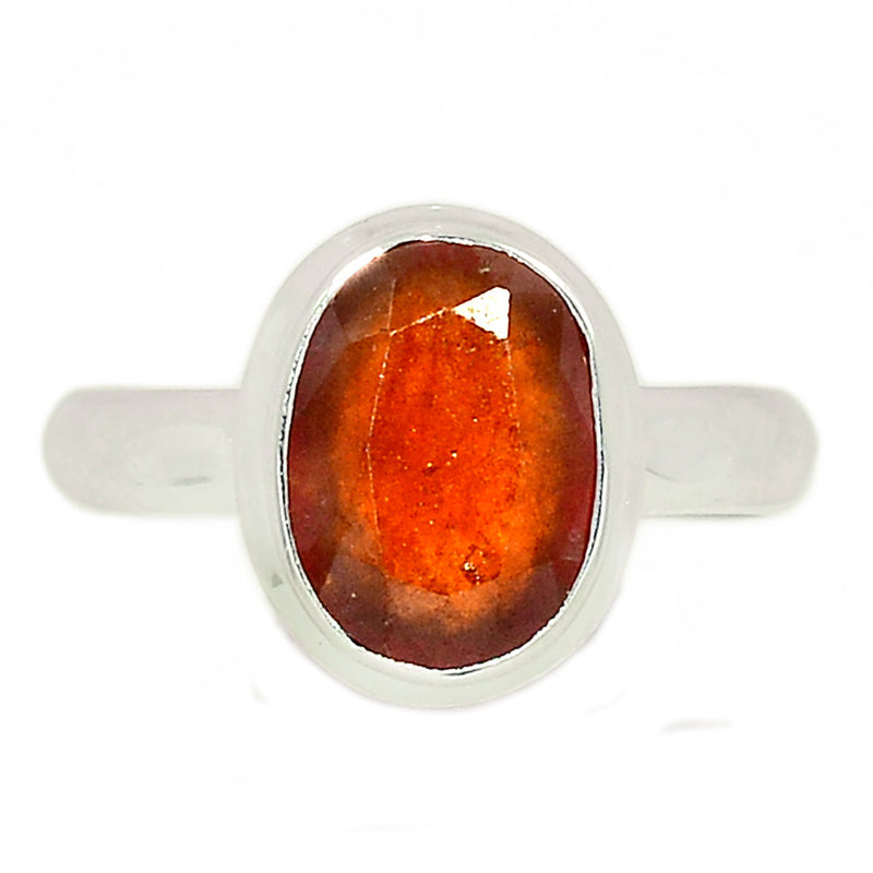 Hessonite Garnet Faceted Ring - HFGR377