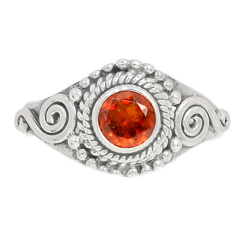 Small Filigree - Hessonite Garnet Faceted Ring - HFGR385