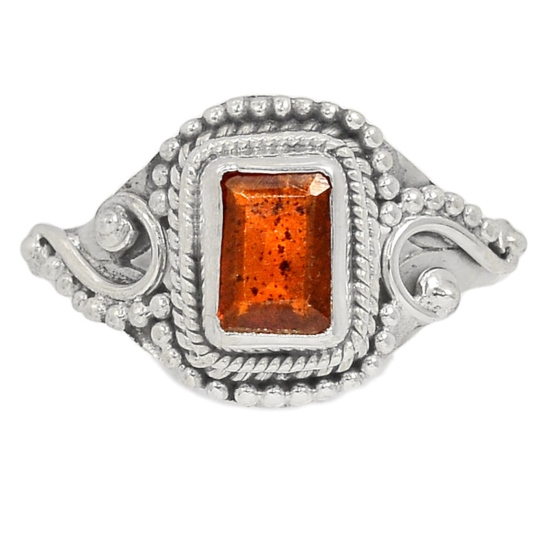 Small Filigree - Hessonite Garnet Faceted Ring - HFGR387