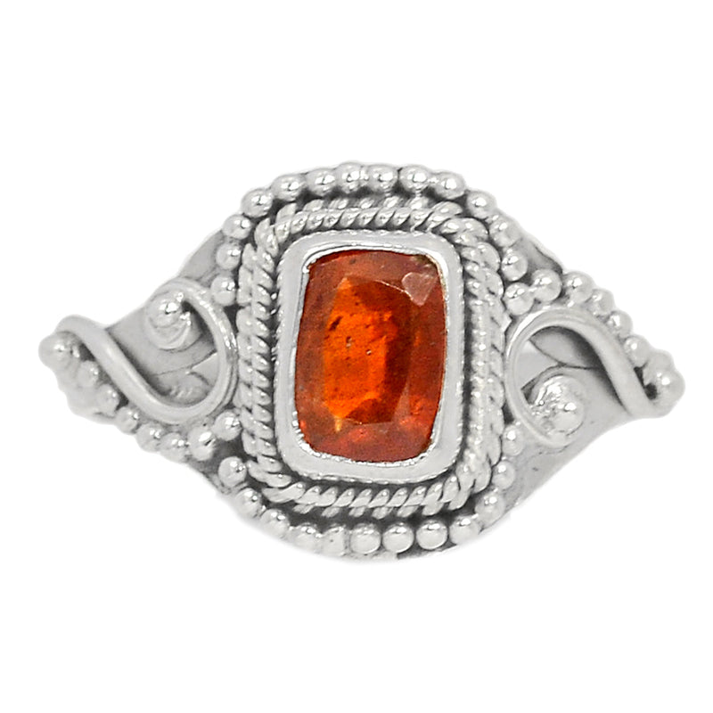 Small Filigree - Hessonite Garnet Faceted Ring - HFGR389