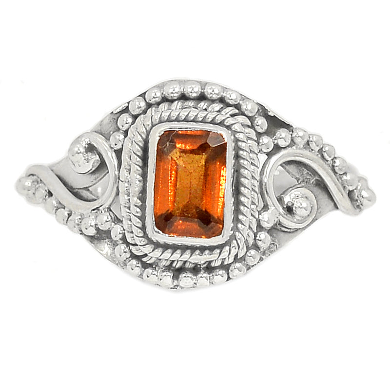 Small Filigree - Hessonite Garnet Faceted Ring - HFGR391