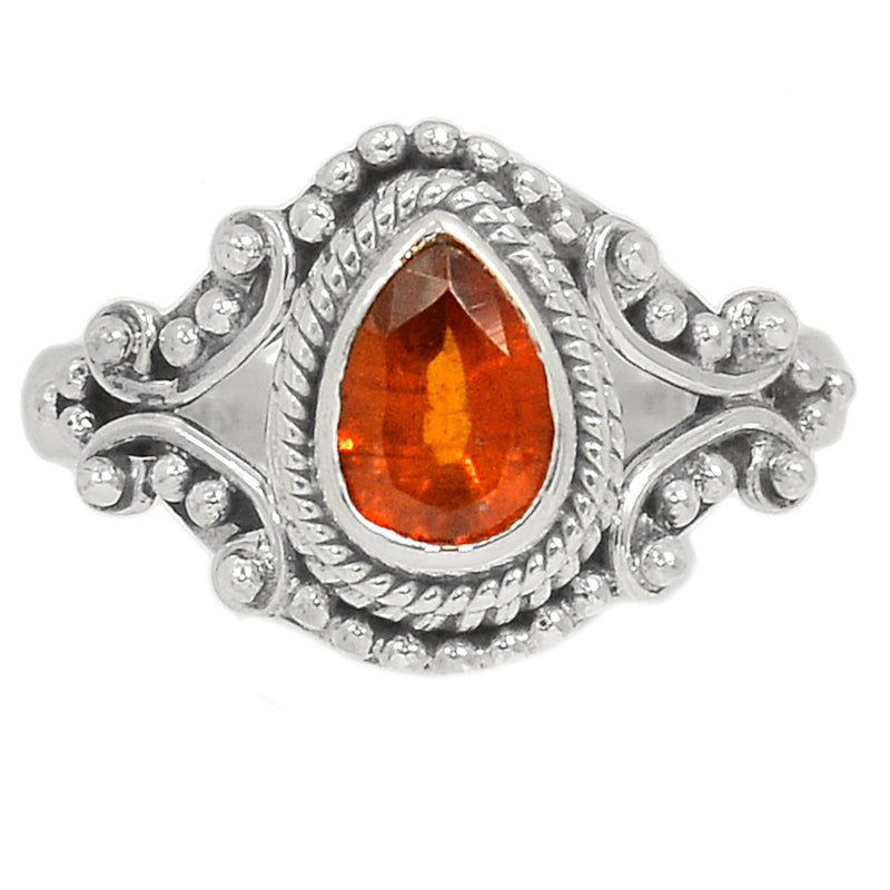 Small Filigree - Hessonite Garnet Faceted Ring - HFGR395