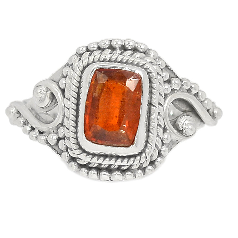 Small Filigree - Hessonite Garnet Faceted Ring - HFGR397