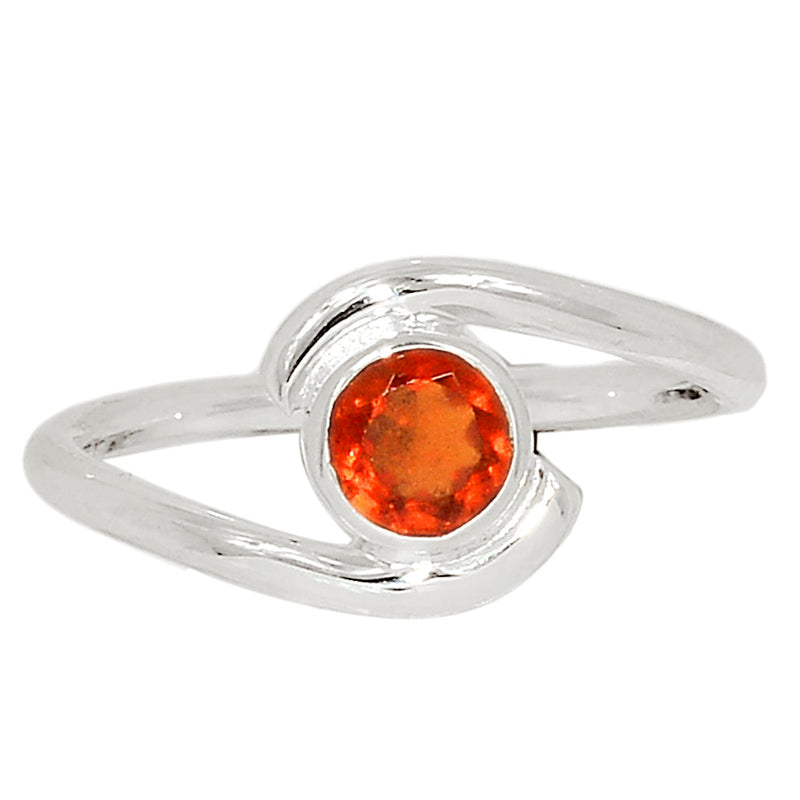 Small Plain - Hessonite Garnet Faceted Ring - HFGR398