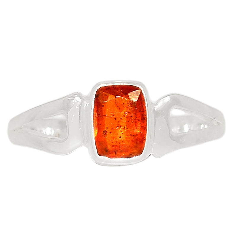 Small Plain - Hessonite Garnet Faceted Ring - HFGR399