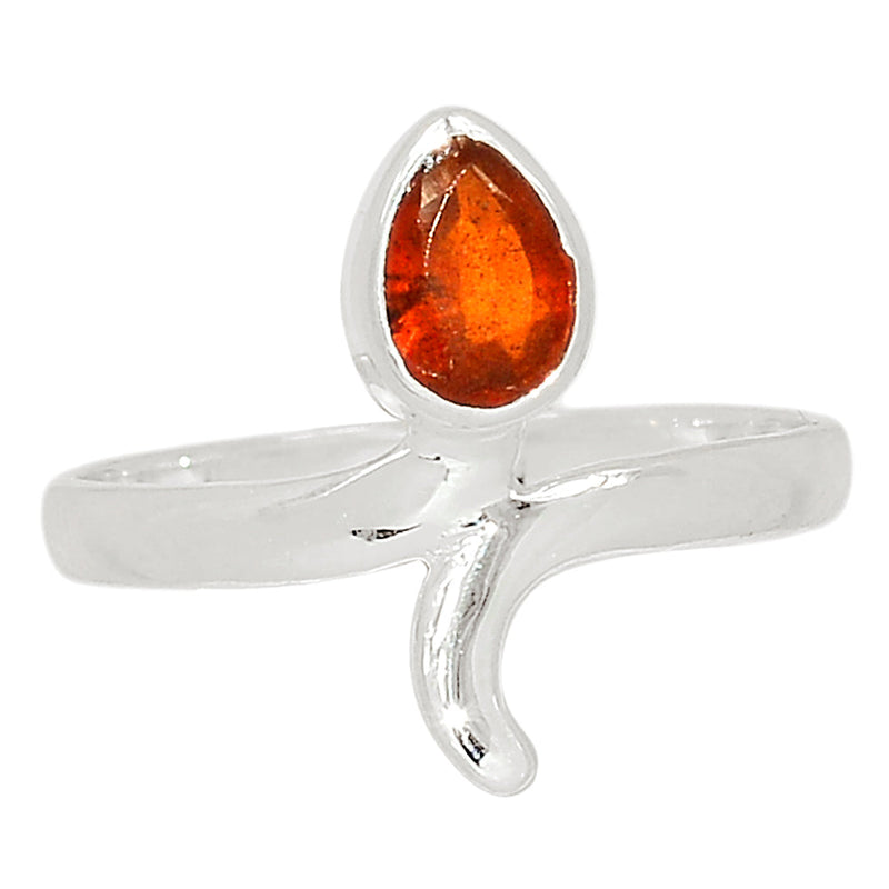 Small Plain - Hessonite Garnet Faceted Ring - HFGR400