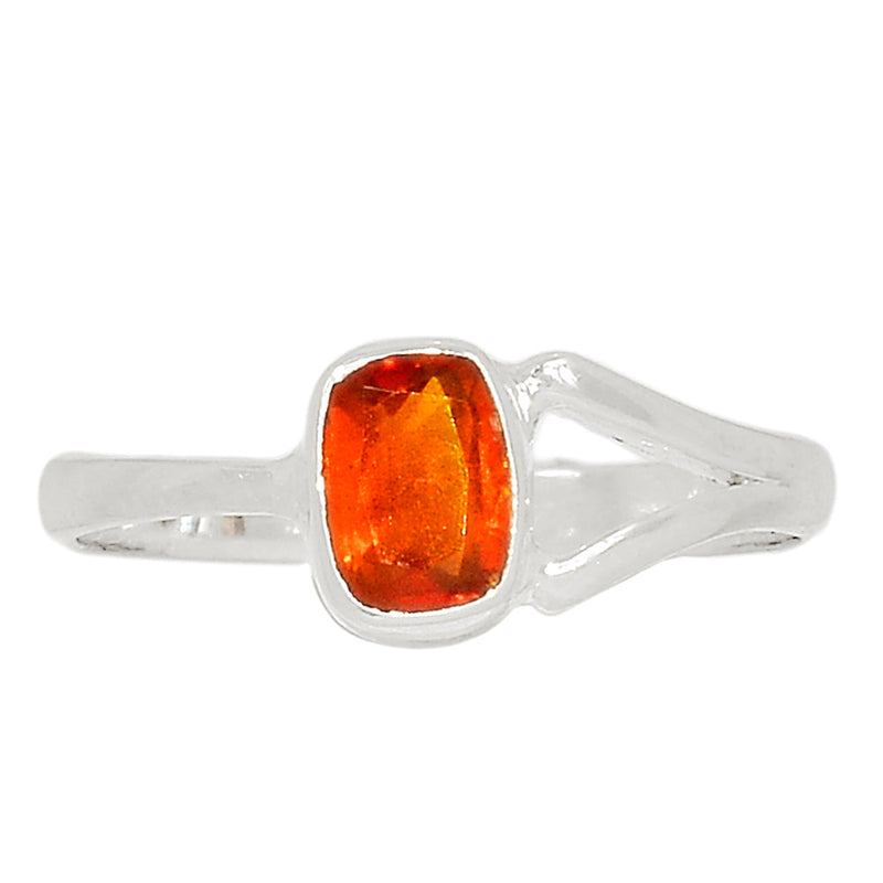 Small Plain - Hessonite Garnet Faceted Ring - HFGR408